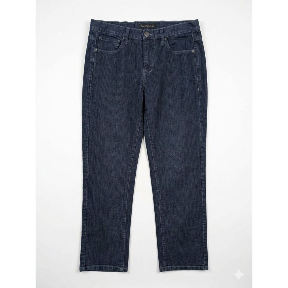 Calvin Klein Jeans Womens 31/12 Blue Straight Leg Stretch Dark Wash Denim Pants